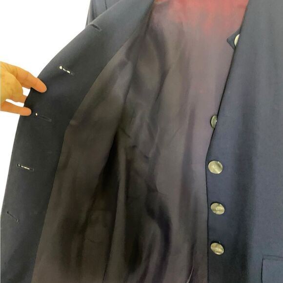 Vtg Jones New York 8 blazer Navy Blue lightweight wool collarless - Picture 5 of 9